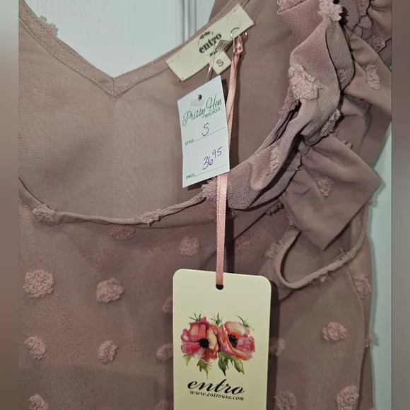 entro, Women's Size Small Elegant Pink Sleeveless Top with Ruffle Details, NWT - Picture 7 of 12